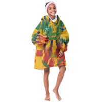 Personalized South Africa Football Kid Wearable Blanket Hoodie South African Flag Inspiration - Soccer Graphic Bold Color Blocks