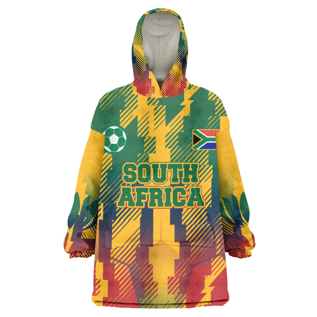 Personalized South Africa Football Kid Wearable Blanket Hoodie South African Flag Inspiration - Soccer Graphic Bold Color Blocks
