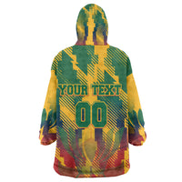 Personalized South Africa Football Kid Wearable Blanket Hoodie South African Flag Inspiration - Soccer Graphic Bold Color Blocks