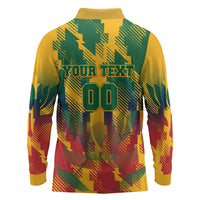 Personalized South Africa Football Long Sleeve Polo Shirt South African Flag Inspiration - Soccer Graphic Bold Color Blocks