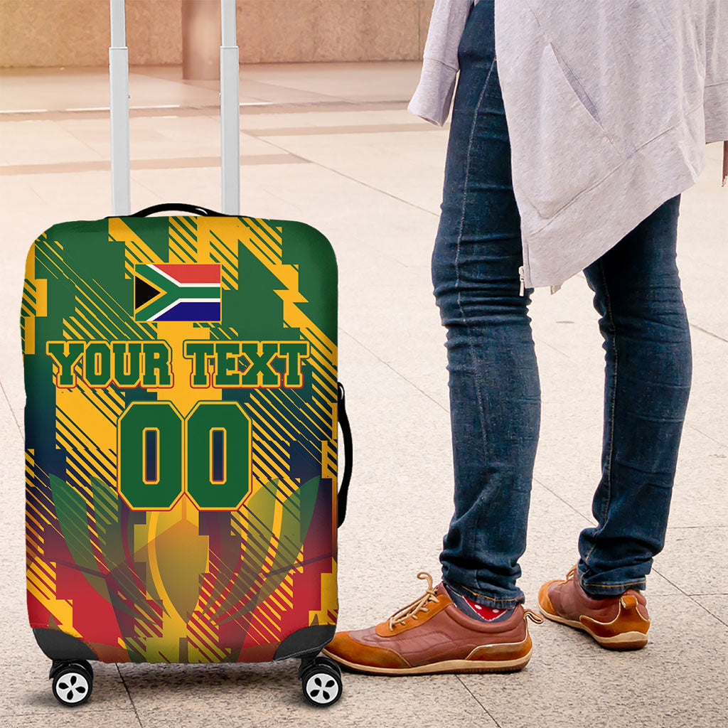 Personalized South Africa Football Luggage Cover South African Flag Inspiration - Soccer Graphic Bold Color Blocks