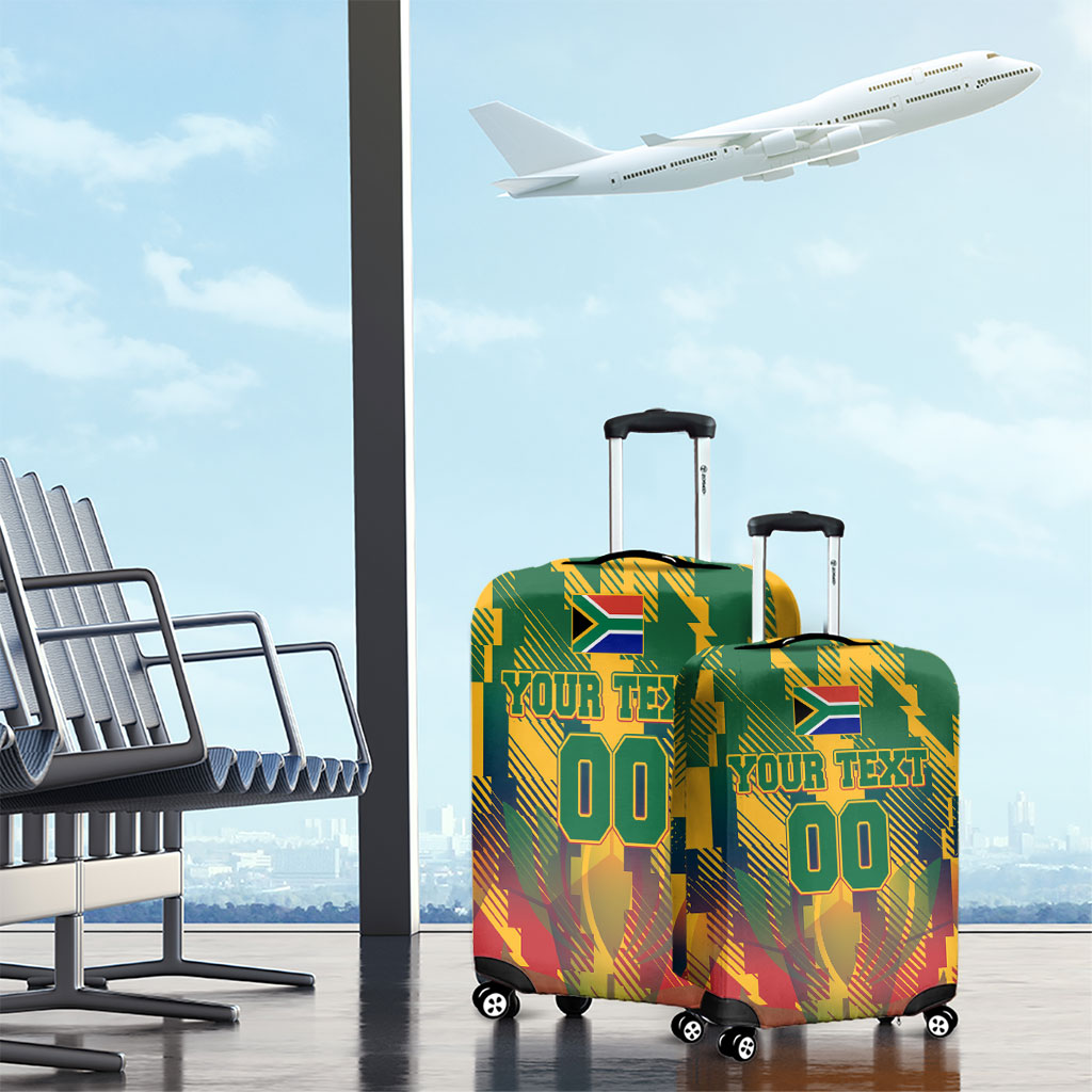 Personalized South Africa Football Luggage Cover South African Flag Inspiration - Soccer Graphic Bold Color Blocks