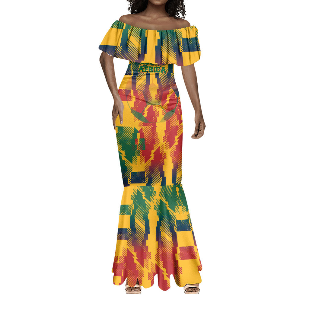 Personalized South Africa Football Mermaid Dress South African Flag Inspiration - Soccer Graphic Bold Color Blocks