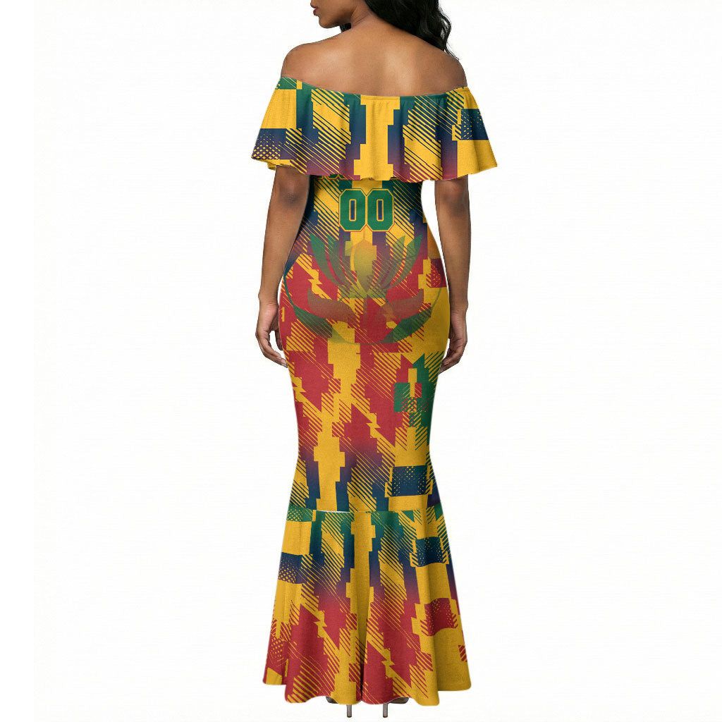 Personalized South Africa Football Mermaid Dress South African Flag Inspiration - Soccer Graphic Bold Color Blocks