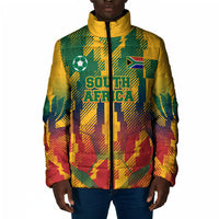Personalized South Africa Football Padded Jacket South African Flag Inspiration - Soccer Graphic Bold Color Blocks