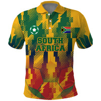 Personalized South Africa Football Polo Shirt South African Flag Inspiration - Soccer Graphic Bold Color Blocks