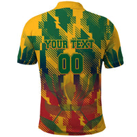 Personalized South Africa Football Polo Shirt South African Flag Inspiration - Soccer Graphic Bold Color Blocks