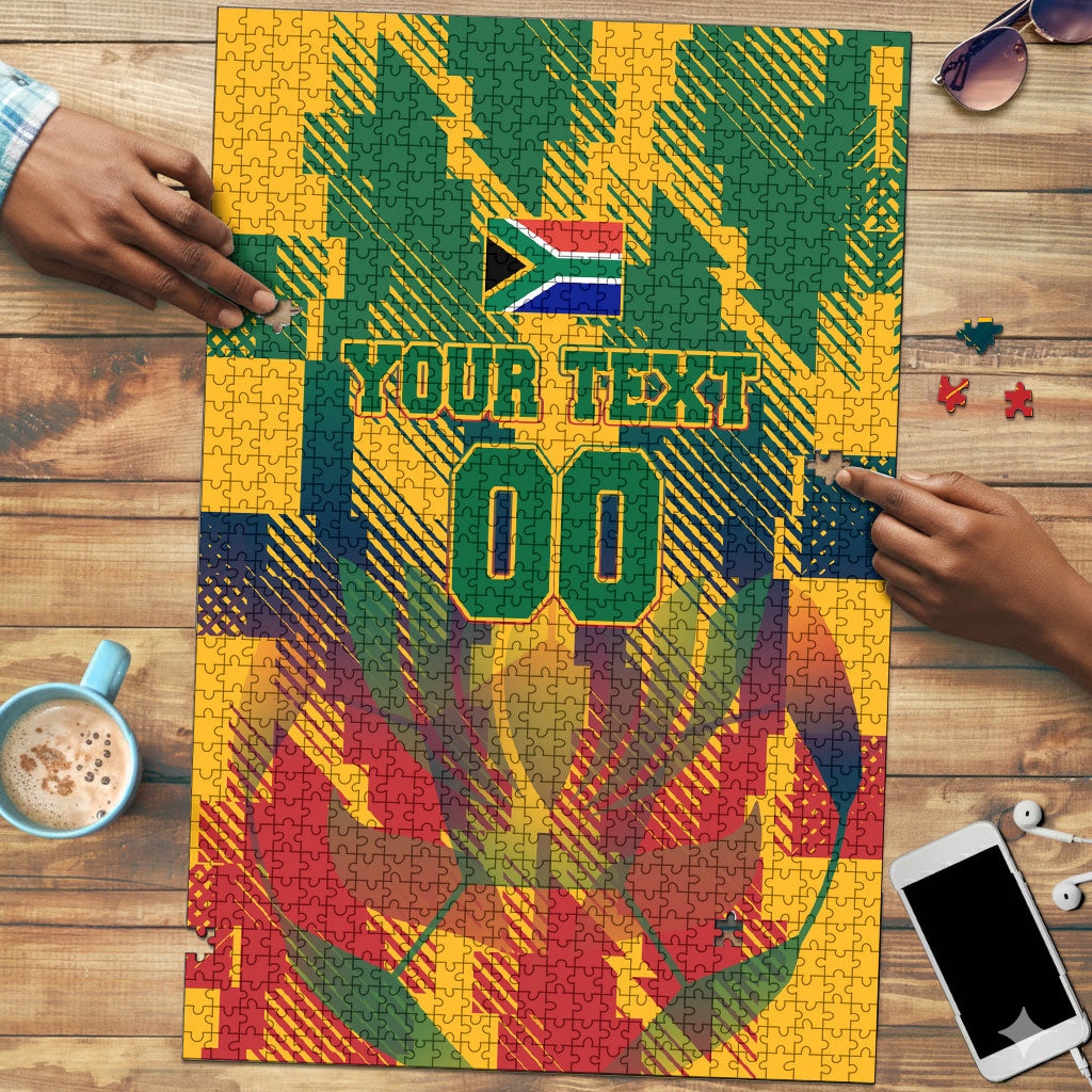 Personalized South Africa Football Puzzle South African Flag Inspiration - Soccer Graphic Bold Color Blocks