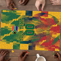 Personalized South Africa Football Puzzle South African Flag Inspiration - Soccer Graphic Bold Color Blocks