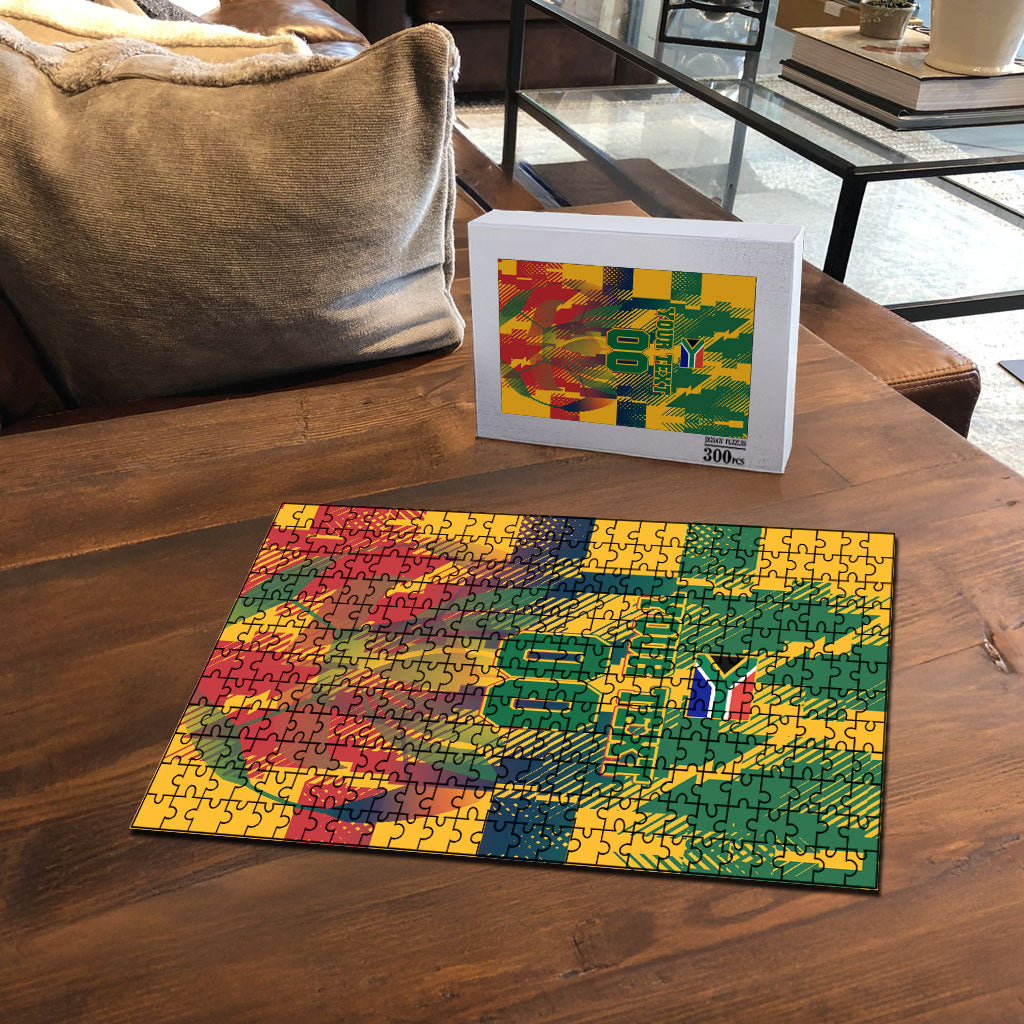 Personalized South Africa Football Puzzle South African Flag Inspiration - Soccer Graphic Bold Color Blocks