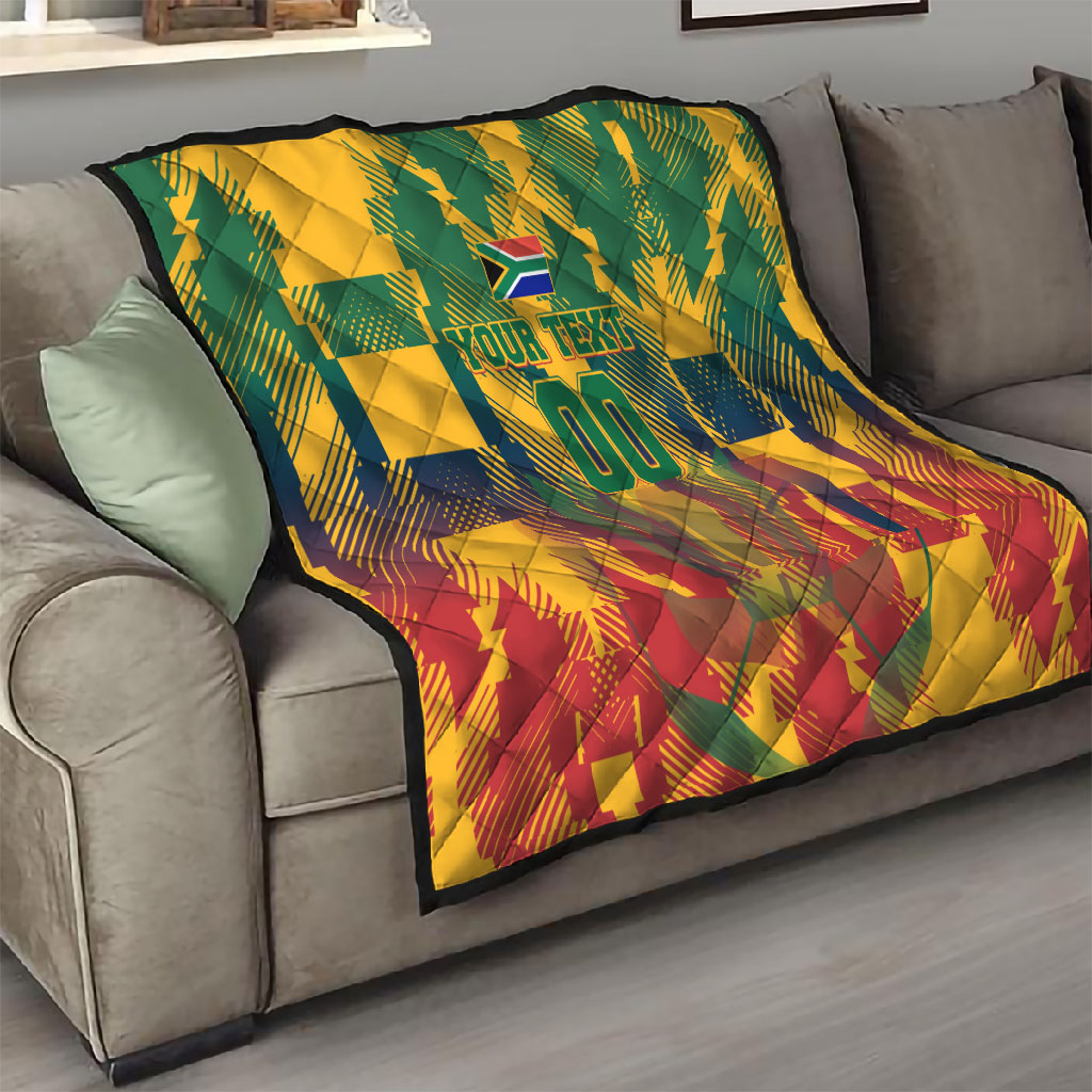 Personalized South Africa Football Quilt South African Flag Inspiration - Soccer Graphic Bold Color Blocks
