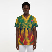 Personalized South Africa Football Scrub Top South African Flag Inspiration - Soccer Graphic Bold Color Blocks