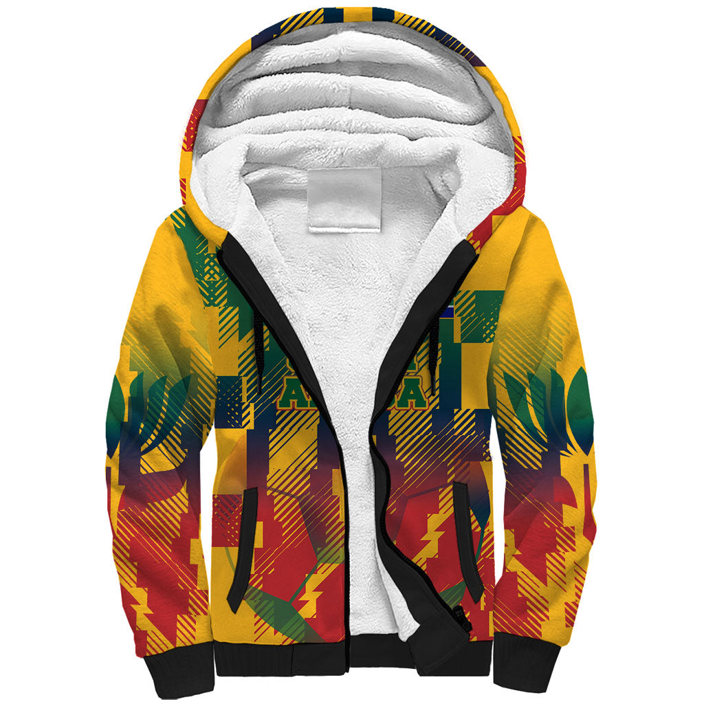 Personalized South Africa Football Sherpa Hoodie South African Flag Inspiration - Soccer Graphic Bold Color Blocks
