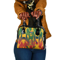 Personalized South Africa Football Shoulder Handbag South African Flag Inspiration - Soccer Graphic Bold Color Blocks