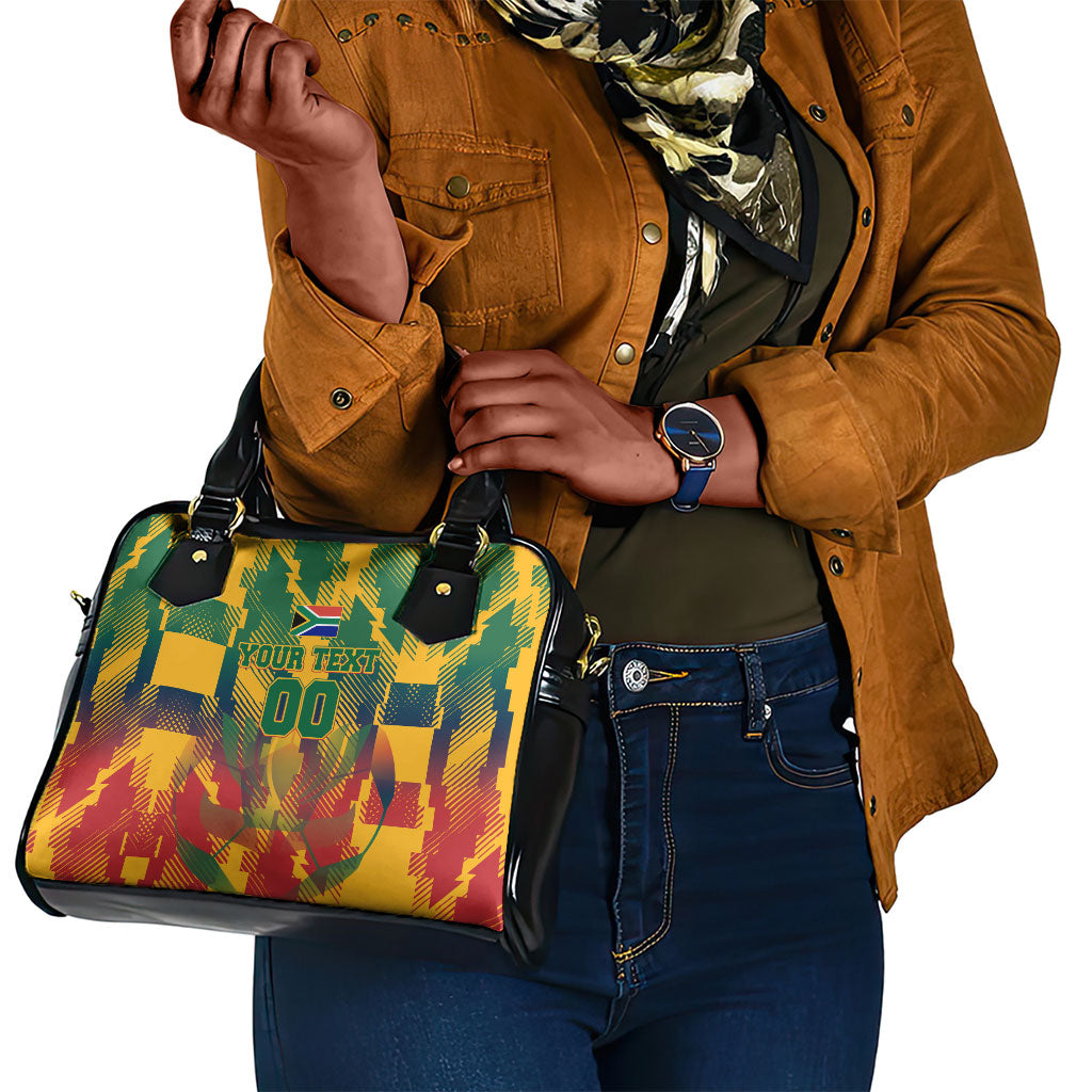 Personalized South Africa Football Shoulder Handbag South African Flag Inspiration - Soccer Graphic Bold Color Blocks