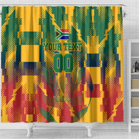 Personalized South Africa Football Shower Curtain South African Flag Inspiration - Soccer Graphic Bold Color Blocks