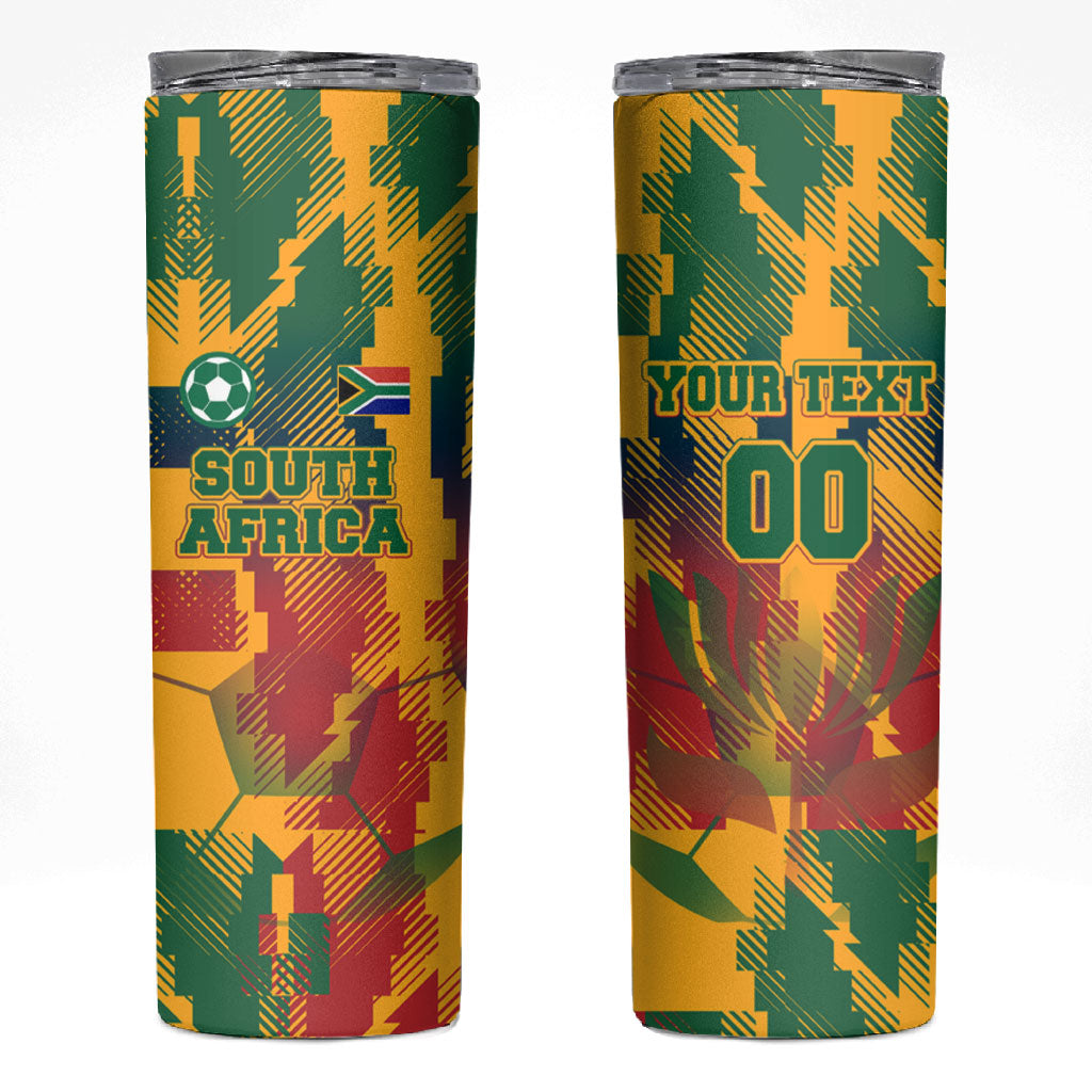 Personalized South Africa Football Skinny Tumbler South African Flag Inspiration - Soccer Graphic Bold Color Blocks