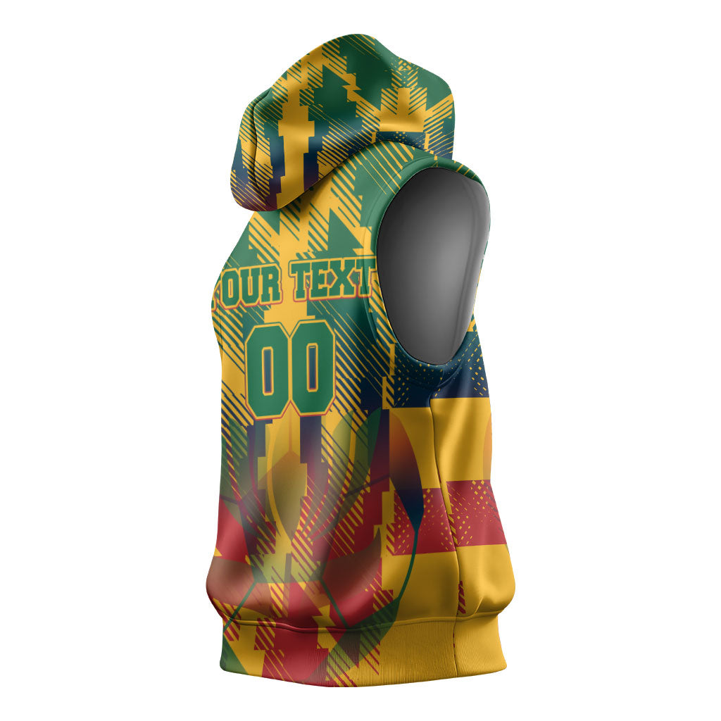 Personalized South Africa Football Sleeveless Hoodie South African Flag Inspiration - Soccer Graphic Bold Color Blocks