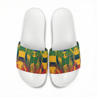 Personalized South Africa Football Slide Sandals South African Flag Inspiration - Soccer Graphic Bold Color Blocks