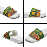 Personalized South Africa Football Slide Sandals South African Flag Inspiration - Soccer Graphic Bold Color Blocks