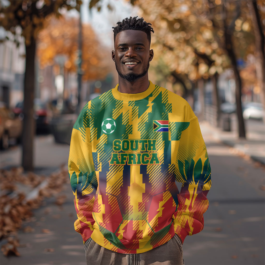 Personalized South Africa Football Sweatshirt South African Flag Inspiration - Soccer Graphic Bold Color Blocks