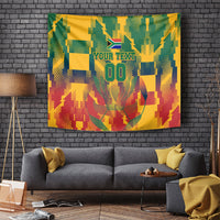 Personalized South Africa Football Tapestry South African Flag Inspiration - Soccer Graphic Bold Color Blocks