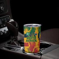 Personalized South Africa Football Tumbler Cup South African Flag Inspiration - Soccer Graphic Bold Color Blocks