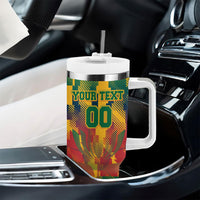 Personalized South Africa Football Tumbler With Handle South African Flag Inspiration - Soccer Graphic Bold Color Blocks