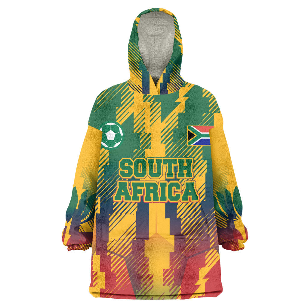 Personalized South Africa Football Wearable Blanket Hoodie South African Flag Inspiration - Soccer Graphic Bold Color Blocks