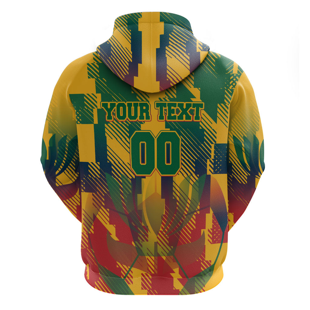 Personalized South Africa Football Zip Hoodie South African Flag Inspiration - Soccer Graphic Bold Color Blocks