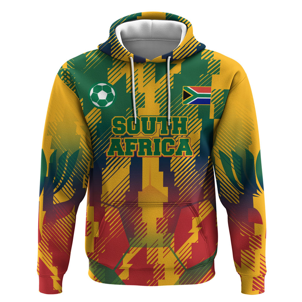 Personalized South Africa Football Zip Hoodie South African Flag Inspiration - Soccer Graphic Bold Color Blocks