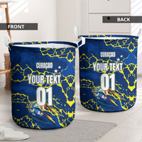 Personalized Curacao Football Laundry Basket Caribbean Splash Paint Soccer Graphic