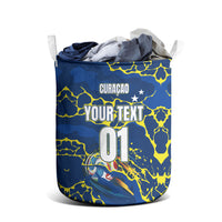 Personalized Curacao Football Laundry Basket Caribbean Splash Paint Soccer Graphic