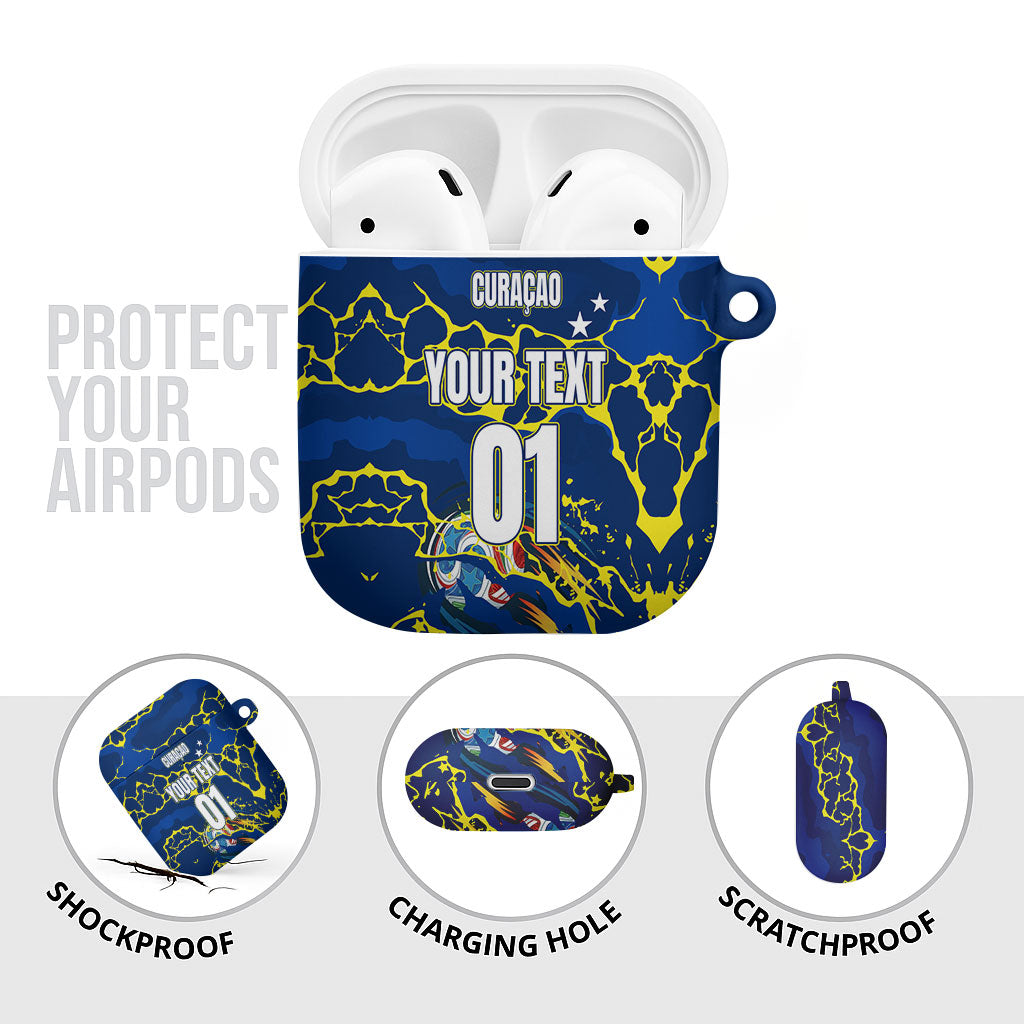 Personalized Curacao Football AirPods Case Caribbean Splash Paint Soccer Graphic