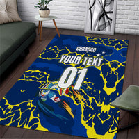 Personalized Curacao Football Area Rug Caribbean Splash Paint Soccer Graphic