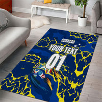 Personalized Curacao Football Area Rug Caribbean Splash Paint Soccer Graphic