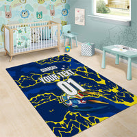 Personalized Curacao Football Area Rug Caribbean Splash Paint Soccer Graphic