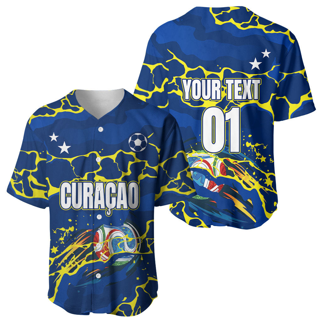 Personalized Curacao Football Baseball Jersey Caribbean Splash Paint Soccer Graphic