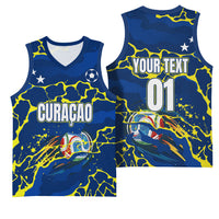 Personalized Curacao Football Basketball Jersey Caribbean Splash Paint Soccer Graphic