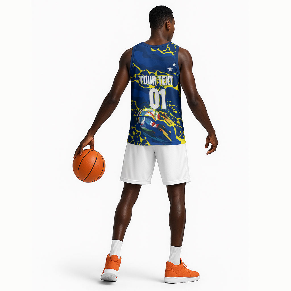 Personalized Curacao Football Basketball Jersey Caribbean Splash Paint Soccer Graphic