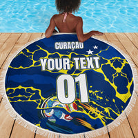 Personalized Curacao Football Beach Blanket Caribbean Splash Paint Soccer Graphic