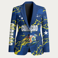 Personalized Curacao Football Blazer Caribbean Splash Paint Soccer Graphic