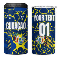 Personalized Curacao Football 4 in 1 Can Cooler Tumbler Caribbean Splash Paint Soccer Graphic