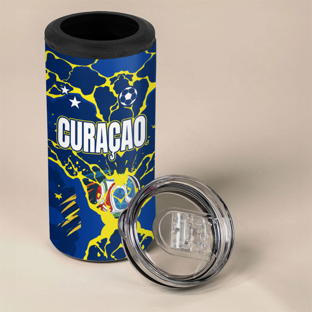 Personalized Curacao Football 4 in 1 Can Cooler Tumbler Caribbean Splash Paint Soccer Graphic