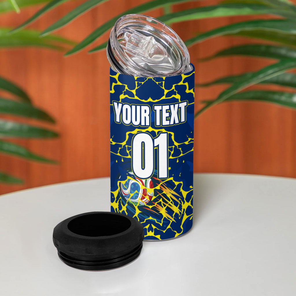 Personalized Curacao Football 4 in 1 Can Cooler Tumbler Caribbean Splash Paint Soccer Graphic
