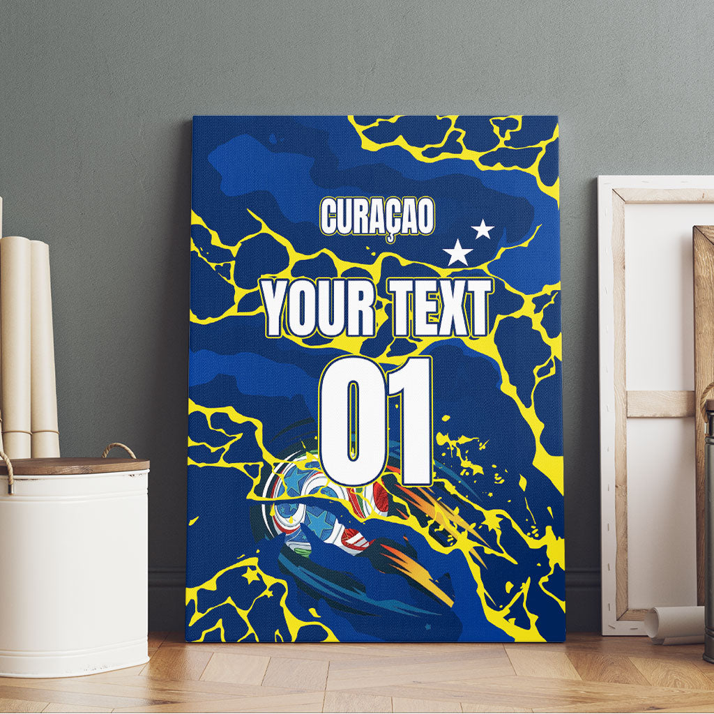Personalized Curacao Football Canvas Wall Art Caribbean Splash Paint Soccer Graphic