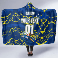 Personalized Curacao Football Hooded Blanket Caribbean Splash Paint Soccer Graphic