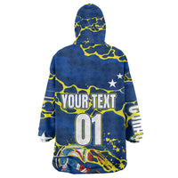 Personalized Curacao Football Kid Wearable Blanket Hoodie Caribbean Splash Paint Soccer Graphic