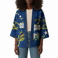 Personalized Curacao Football Kimono Caribbean Splash Paint Soccer Graphic