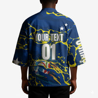 Personalized Curacao Football Kimono Caribbean Splash Paint Soccer Graphic